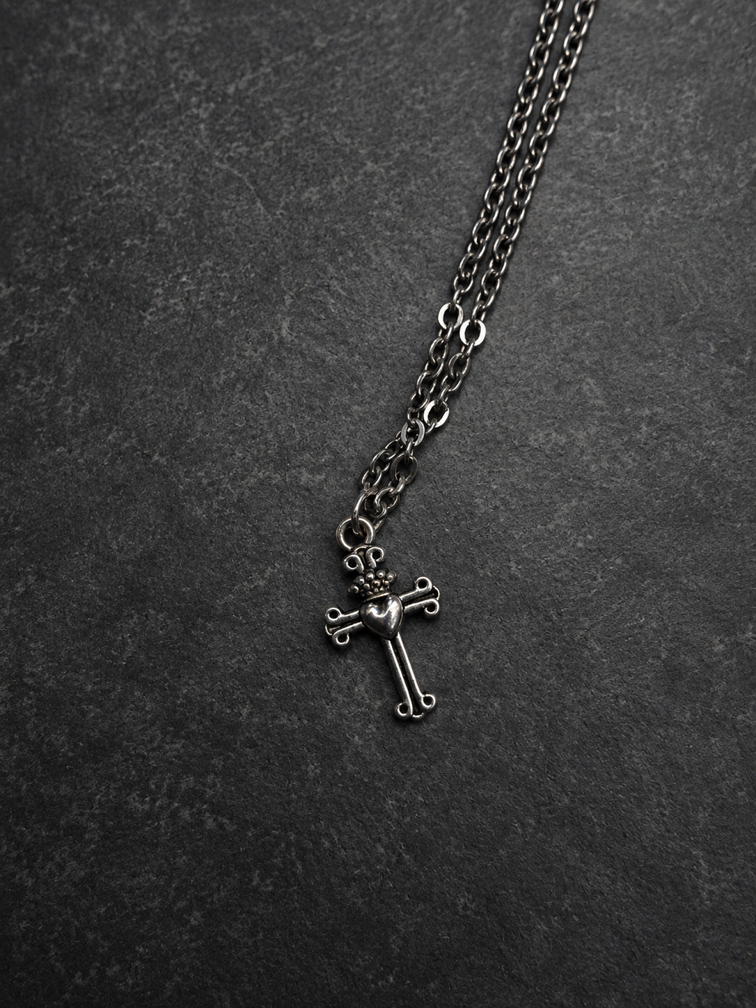 Ornate Cross Pendant Cable Chain