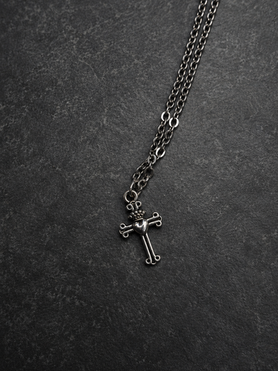 Ornate Cross Pendant Cable Chain