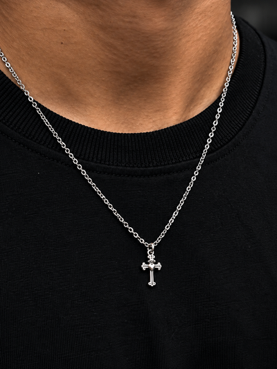 Ornate Cross Pendant Cable Chain