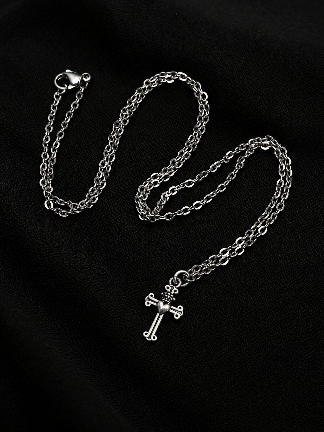 Ornate Cross Pendant Cable Chain
