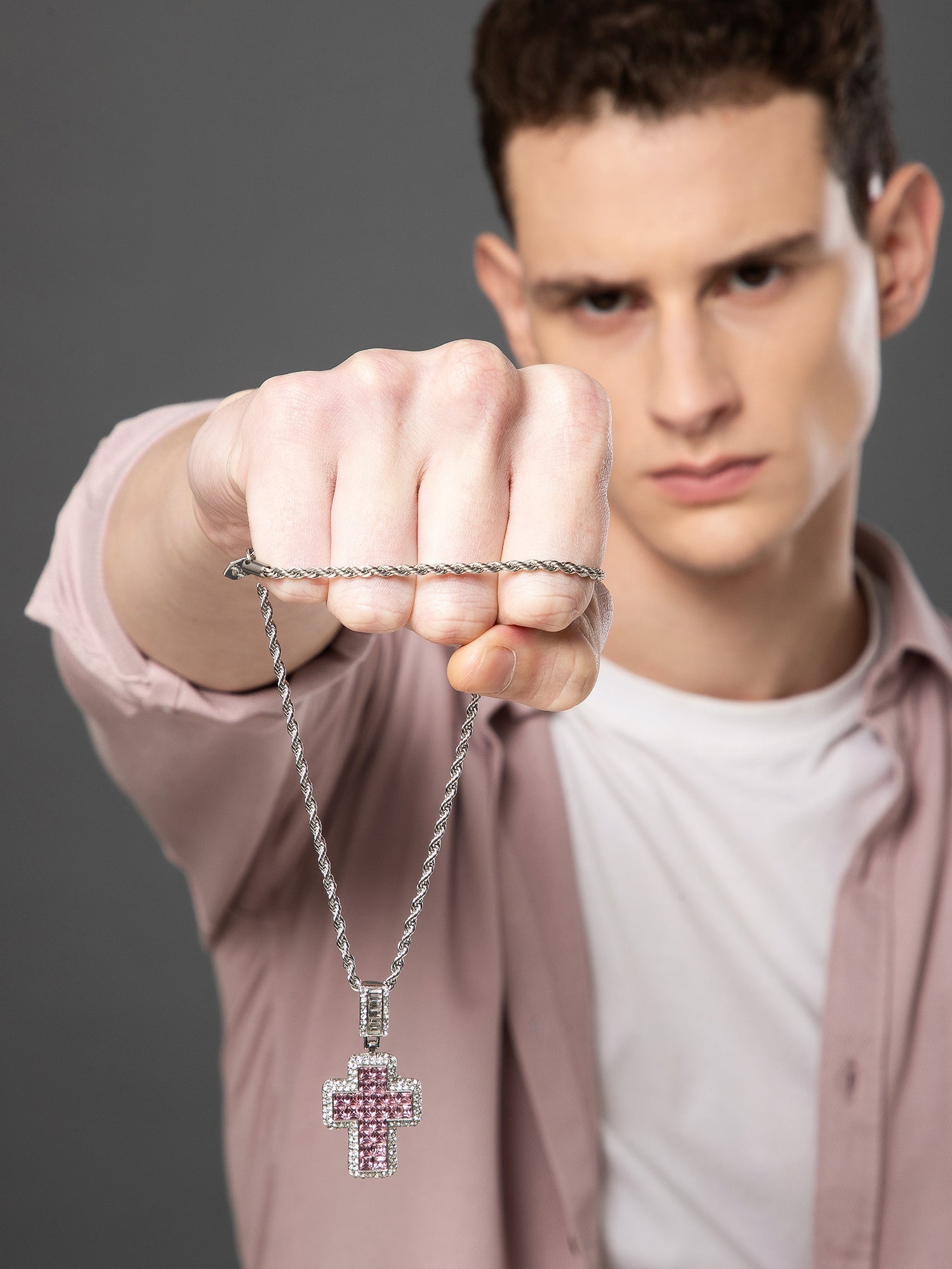 Aesthetic Pink Cross Pendant